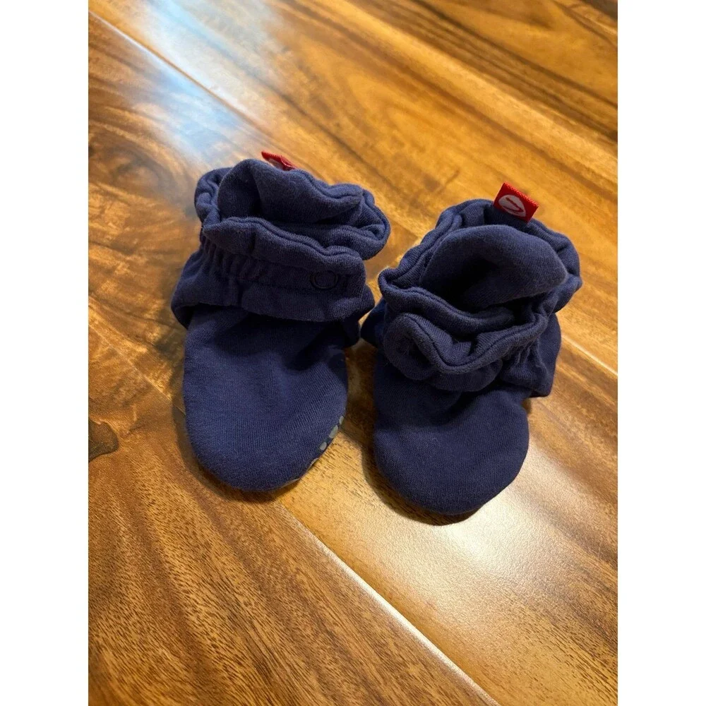 Zutano Cotton Gripper Booties, Navy, Size 12M