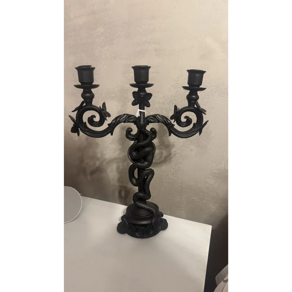 Martha Stewart Halloween Black Candelabra Candle Holder  Snake & Butterfly 2026
