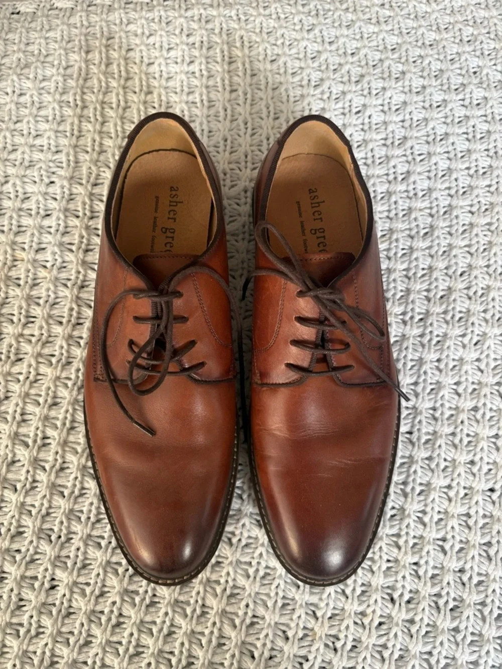 Asher Green Brown Leather Derby Shoes for Men size 10 worn once