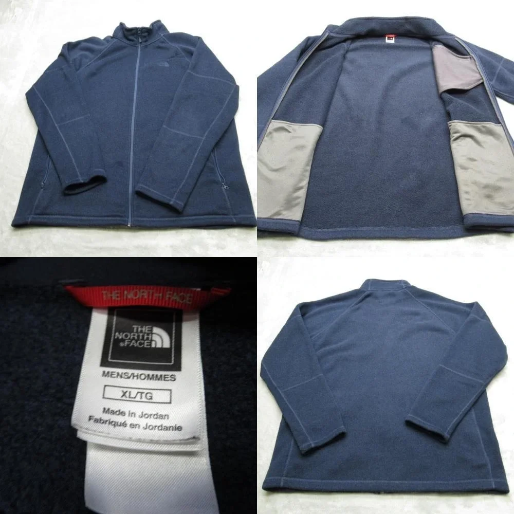 The North Face Jacket Mens XL Blue Pockets Raglan Sleeve Full Zip Fleece Outdoor