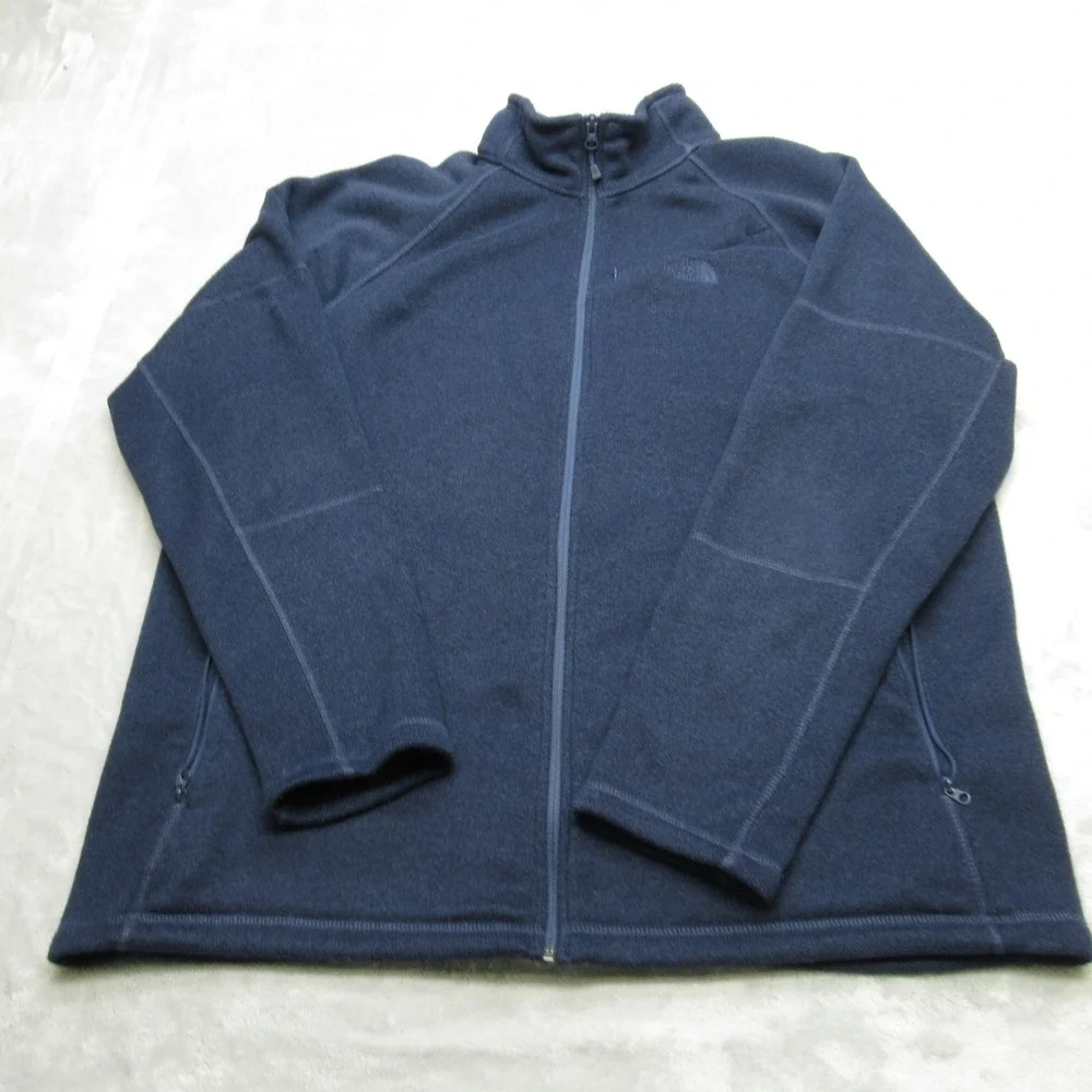 The North Face Jacket Mens XL Blue Pockets Raglan Sleeve Full Zip Fleece Outdoor