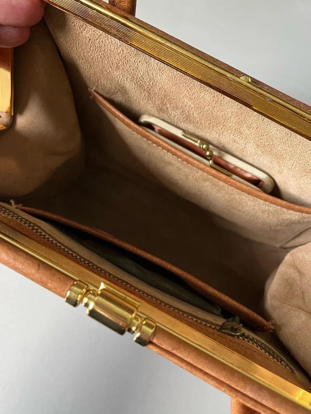 VINTAGE Classic Structured Brown Top-Handle Bag