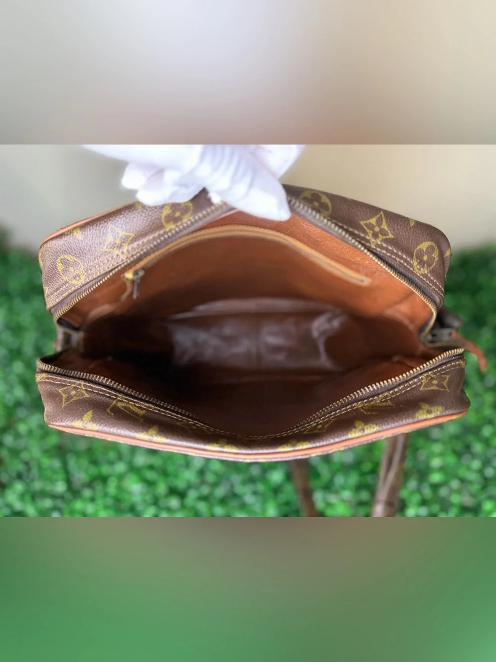 Louis Vuitton Brown Monogram Messenger Bag with Gold Accents
