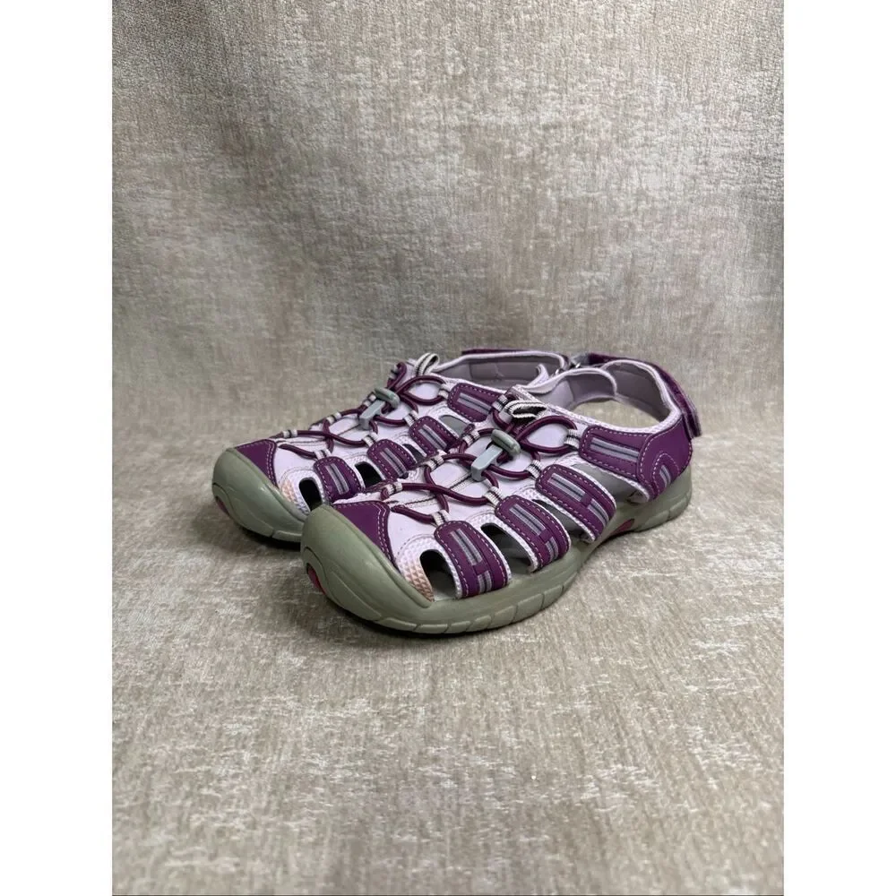 Khombu Kids' Sandy Hook & Loop Strappy Closed Toe Athletic Sandals Purple Size 4