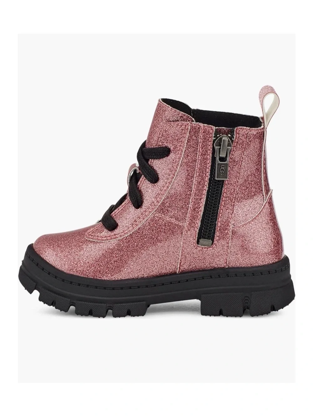 UGG Kids Glitter Pink Lace-Up Combat Boot