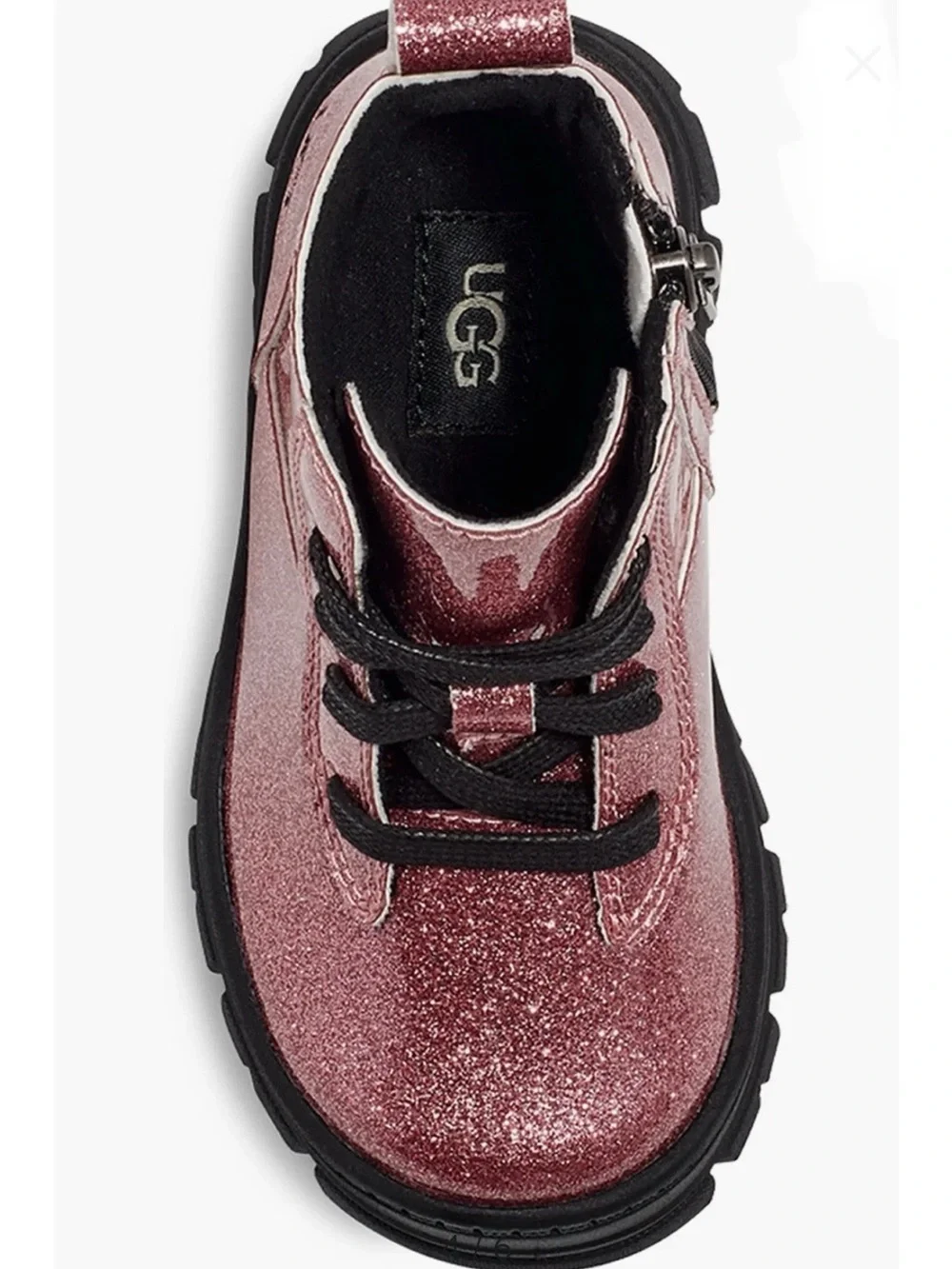 UGG Kids Glitter Pink Lace-Up Combat Boot