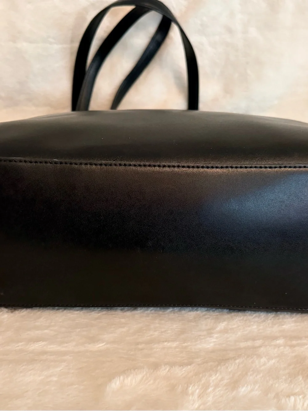 kate spade Black Leather Tote with White Bow Charm