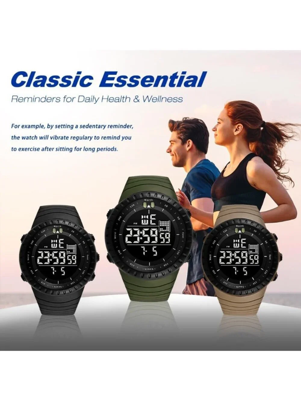 Men's Turquoise Analog Quartz Sports Outdoor Waterproof Military Digital Watch