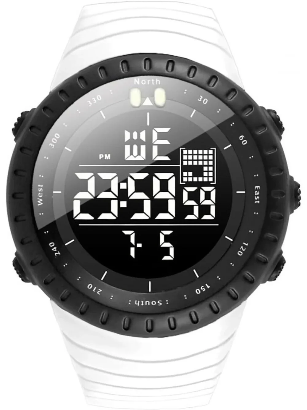 Men's White Analog Quartz Sports Outdoor Waterproof Military LED Digital Watch