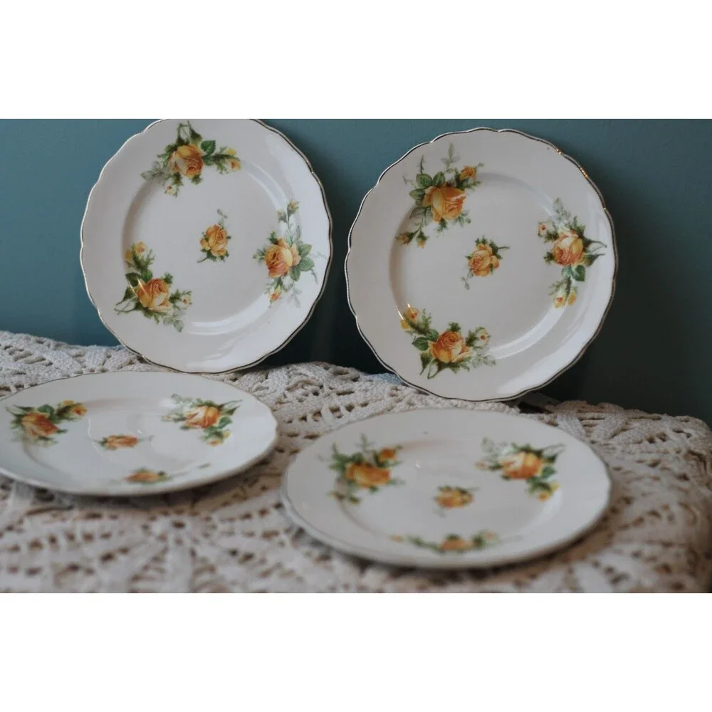 Canonsburg Yellow Rose Bread & Butter Plates 