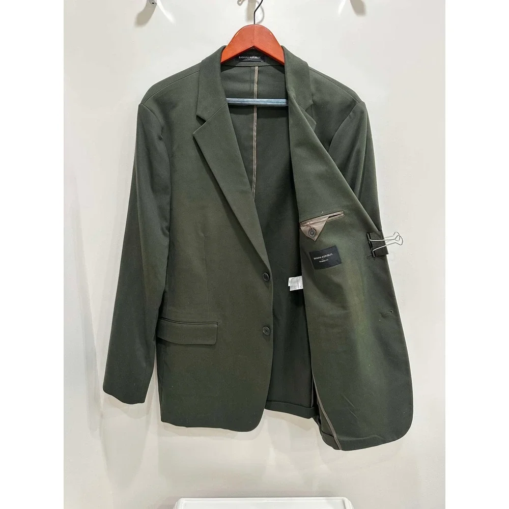 Banana Republic Mens Tailored Fit Blazer 46R Olive Green 2-Button Sport Coat