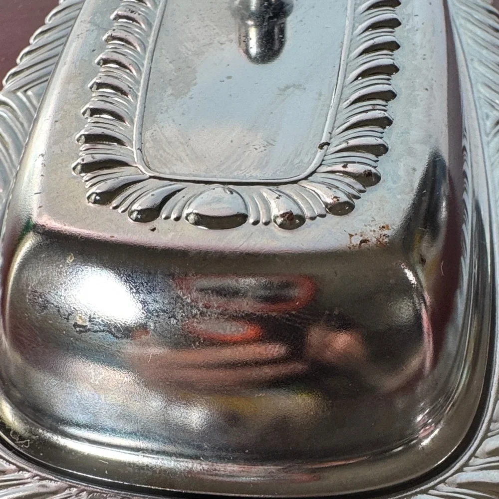 Vintage Irvinware Stainless Steel Butter Dish W/Glass Liner 1/4 Lb *Made In USA*