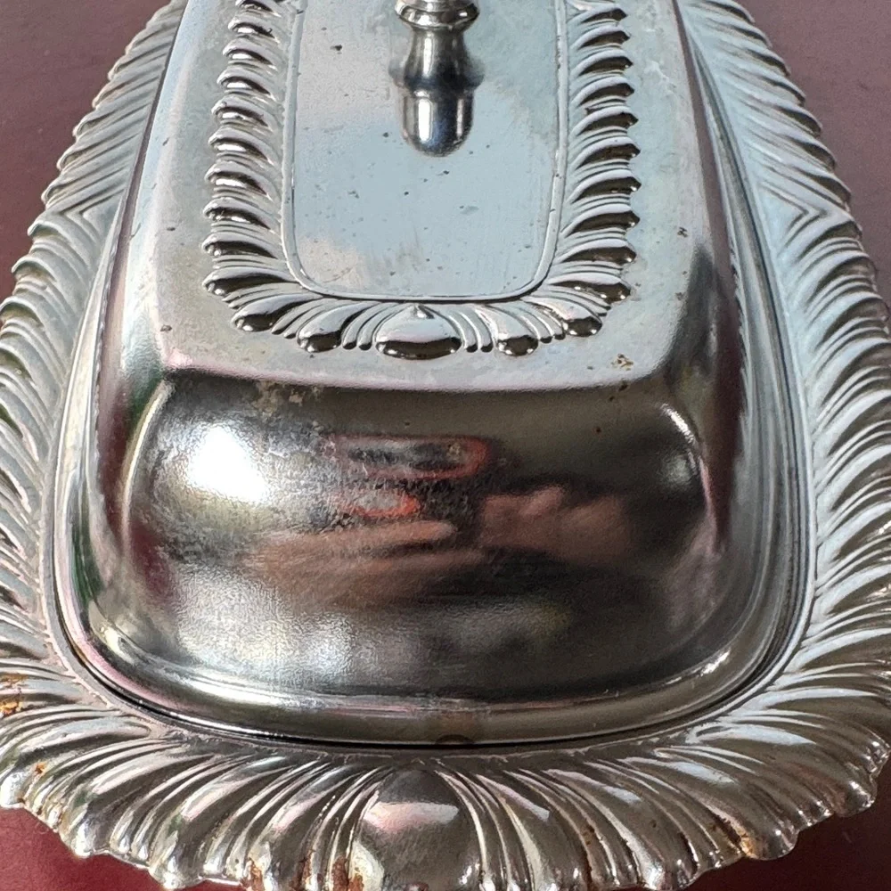 Vintage Irvinware Stainless Steel Butter Dish W/Glass Liner 1/4 Lb *Made In USA*