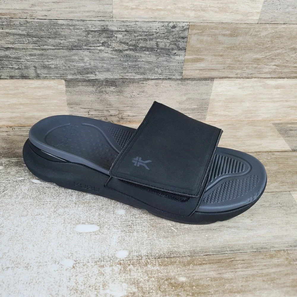 Kuru Moment Mens Slide Sandals Sz‎ 13 M Jet Black Storm Gray Platform Slip On
