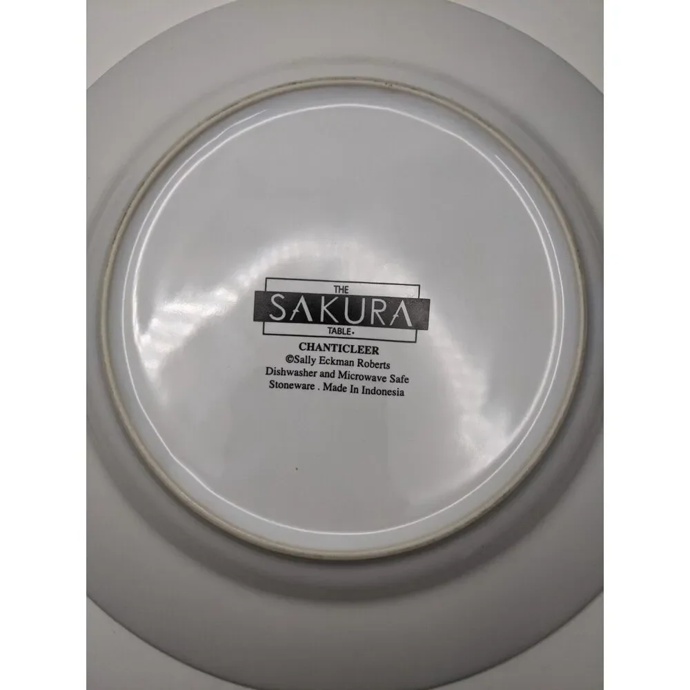 Rooster Chicken Chanticleer Salad Plate Sally Eckman For Sakura Checkered Rim