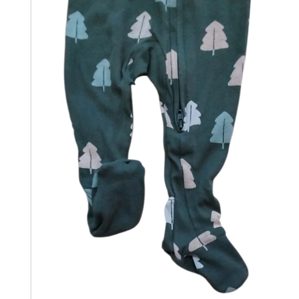 NWT Little Co. By Lauren Conrad Organic Cotton Tree Zip Footed Pajamas ~sz 6M