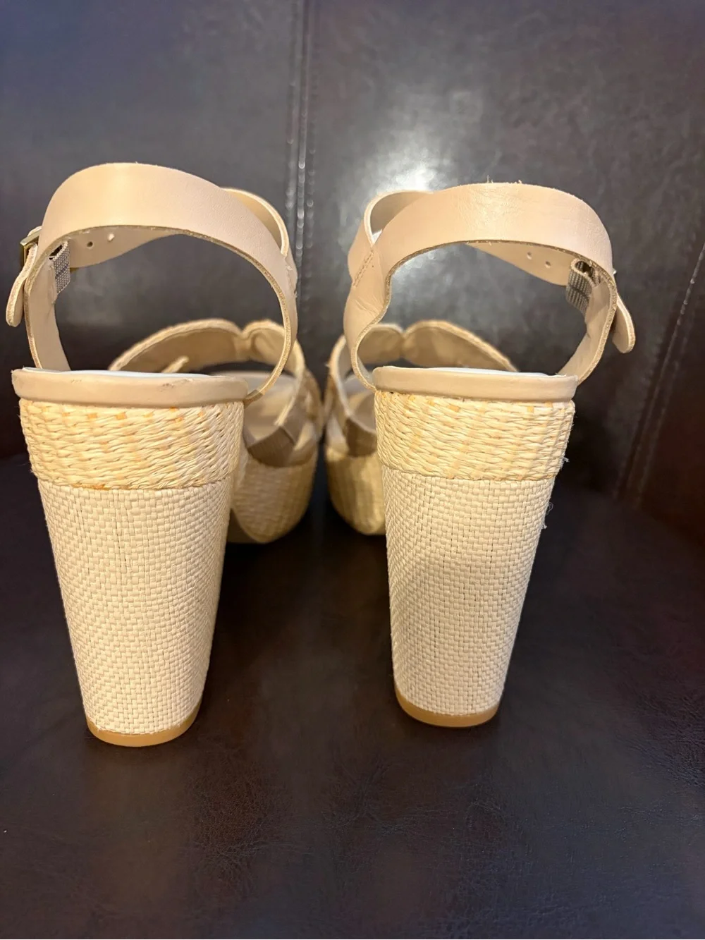 Dolce Vita Beige Braided Platform Wedge Sandals shoes tan camel women’s size 7.5