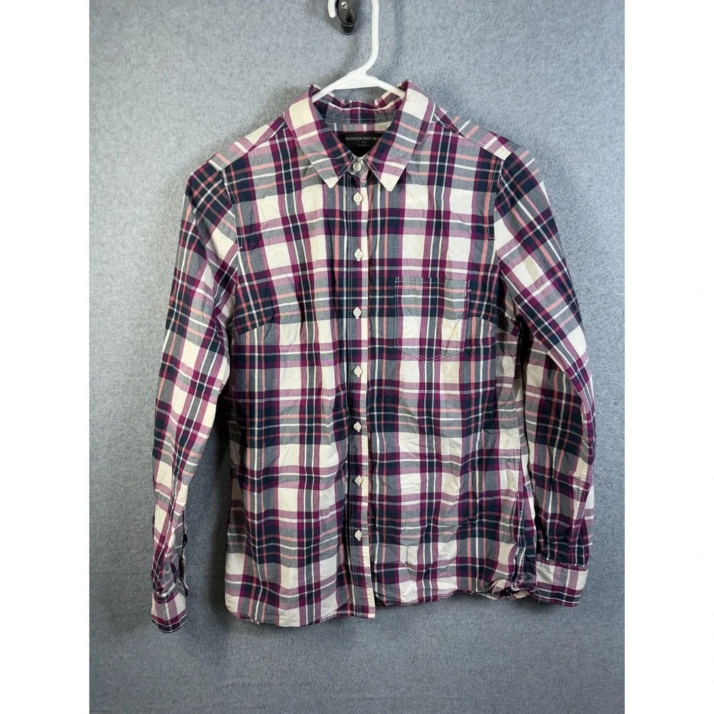 Banana Republic Shirt Mens Medium Plaid Classic Fit Button Up Long Sleeve Casual