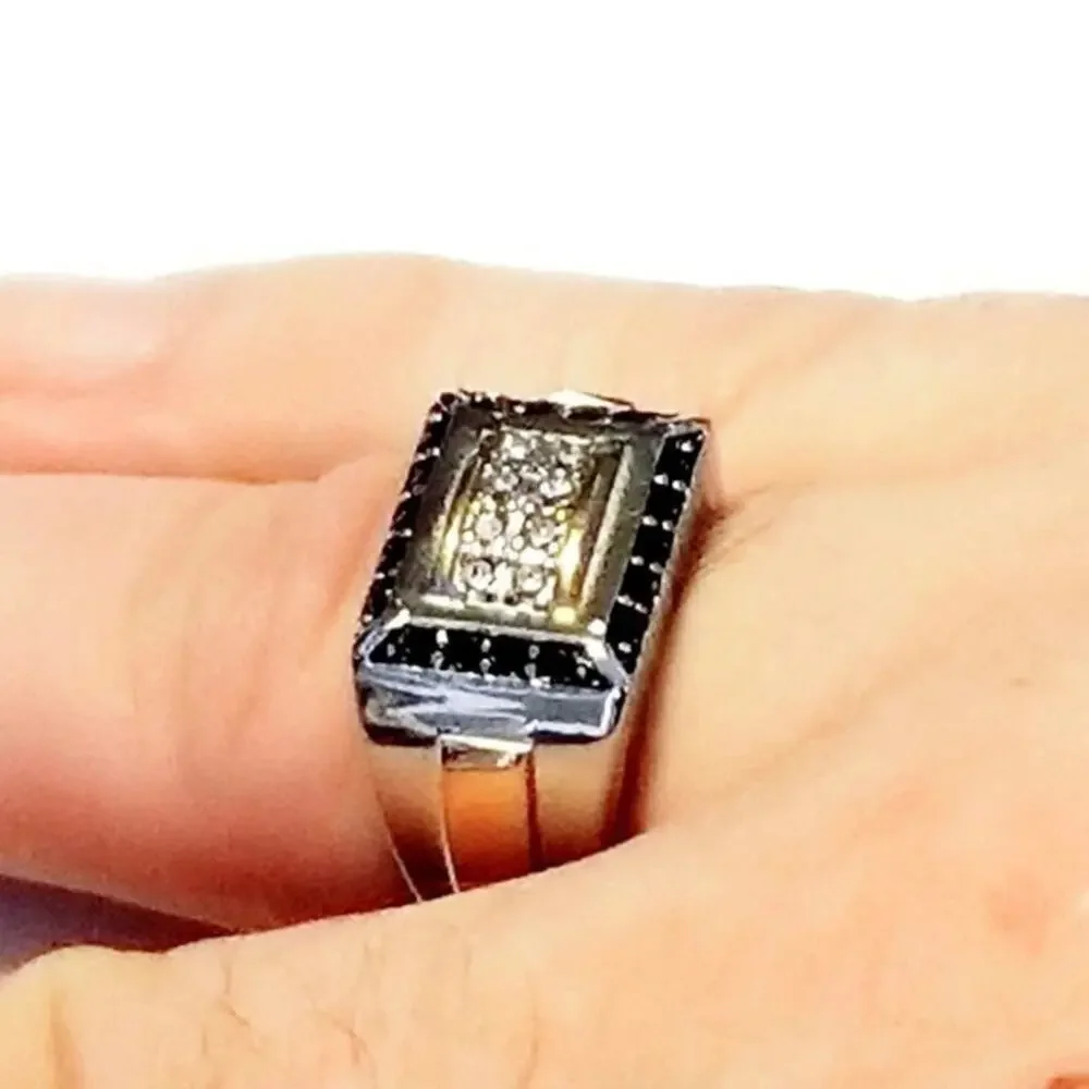 New stainless steel ring‎ with CZs size 9