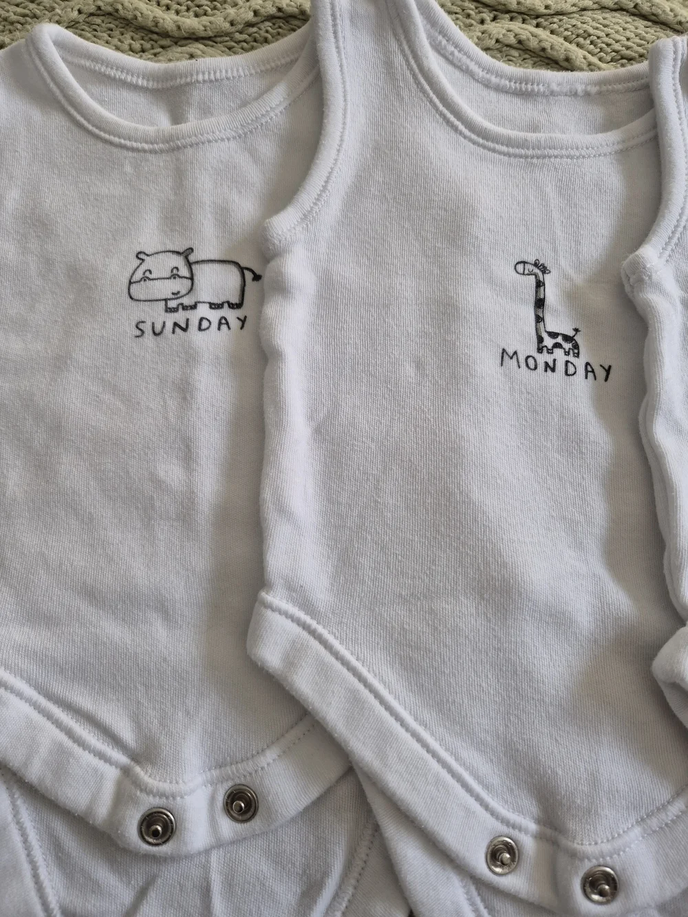 Days Of The Week Newborn Sleeveless Bodysuits - Pack of 7