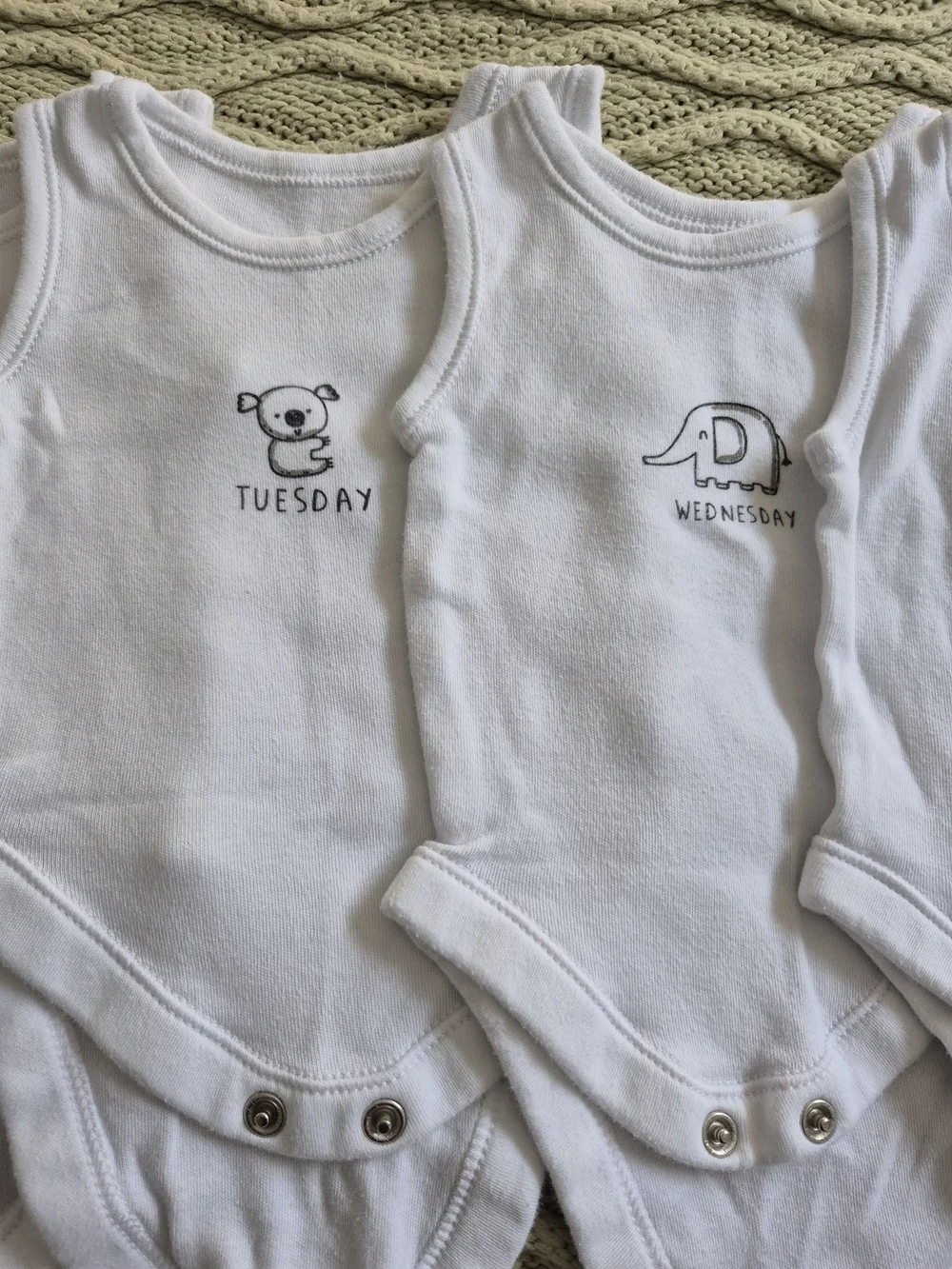 Days Of The Week Newborn Sleeveless Bodysuits - Pack of 7