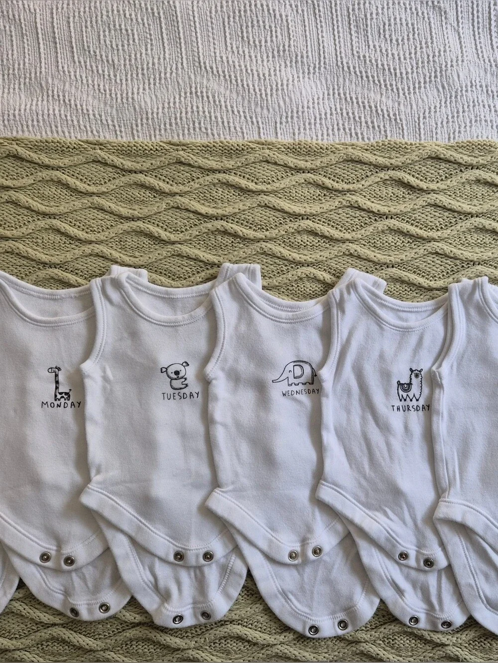 Days Of The Week Newborn Sleeveless Bodysuits - Pack of 7