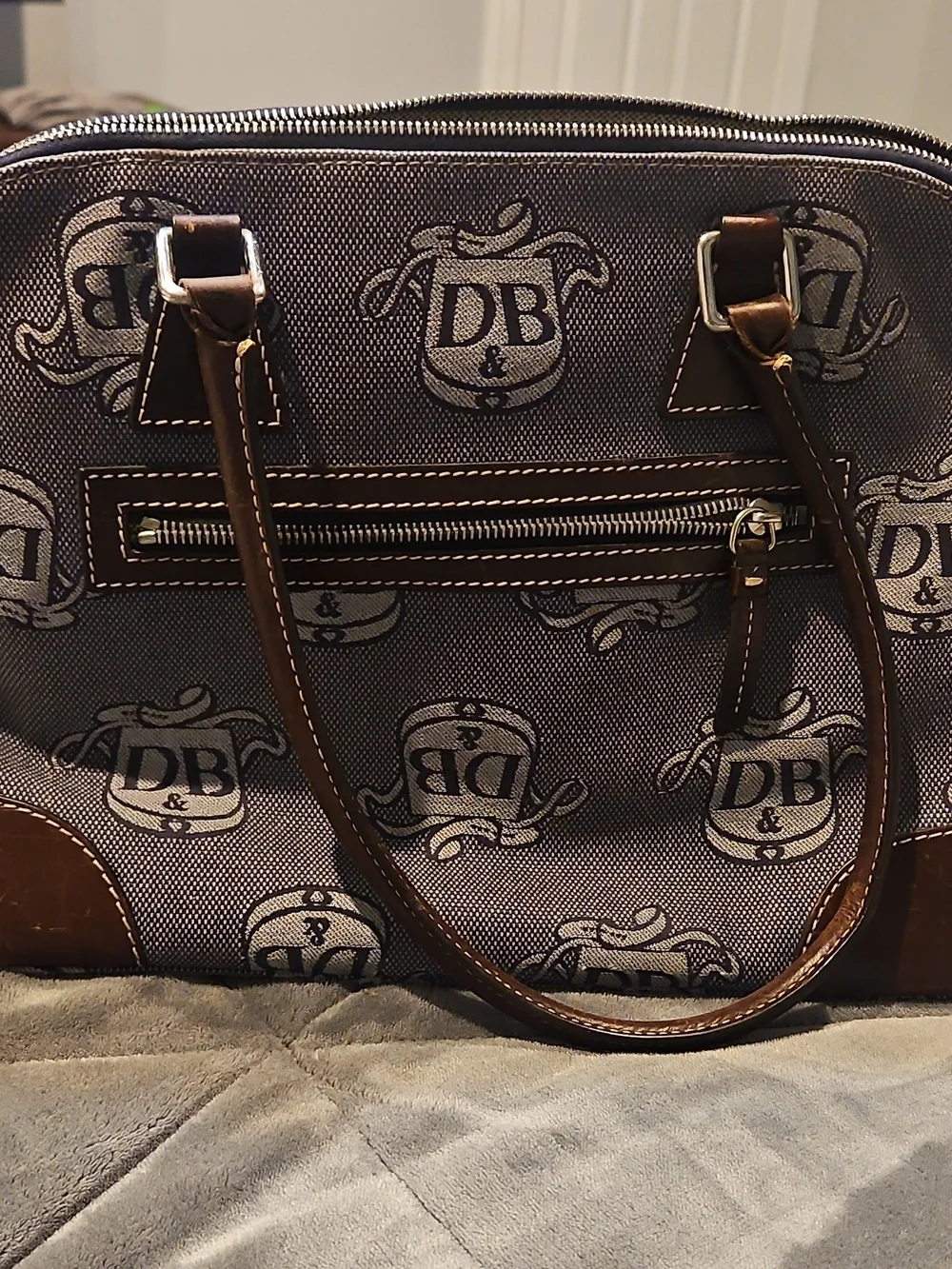 Dooney & Bourke Brown Logo Tote Bag - Brown/Beige