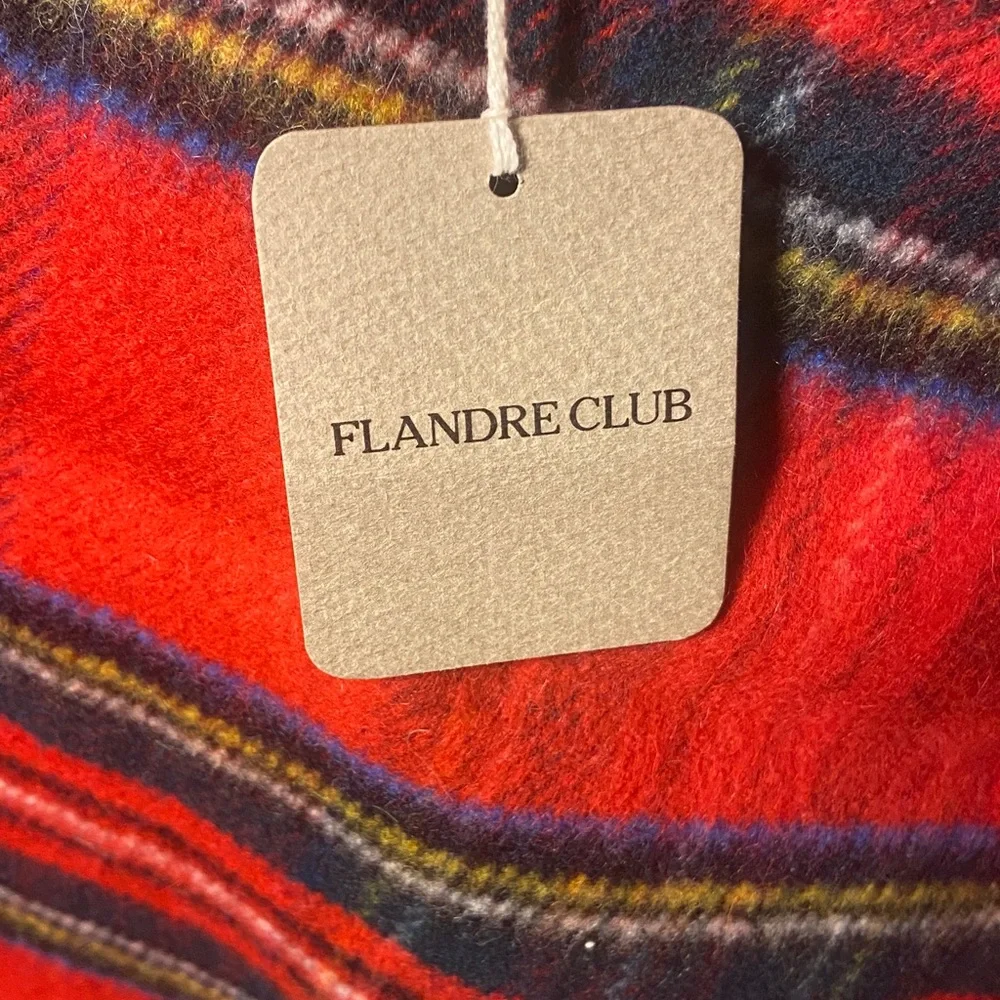 Flandre & CO Red Plaid Fringe Scarf. New.