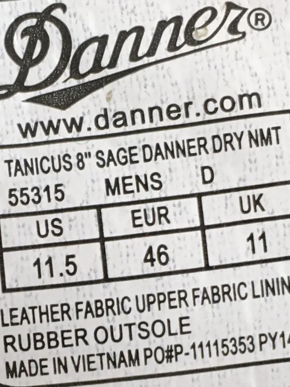 Danner Tanicus Tactical Combat Boots Mens Size 11.5 D Green