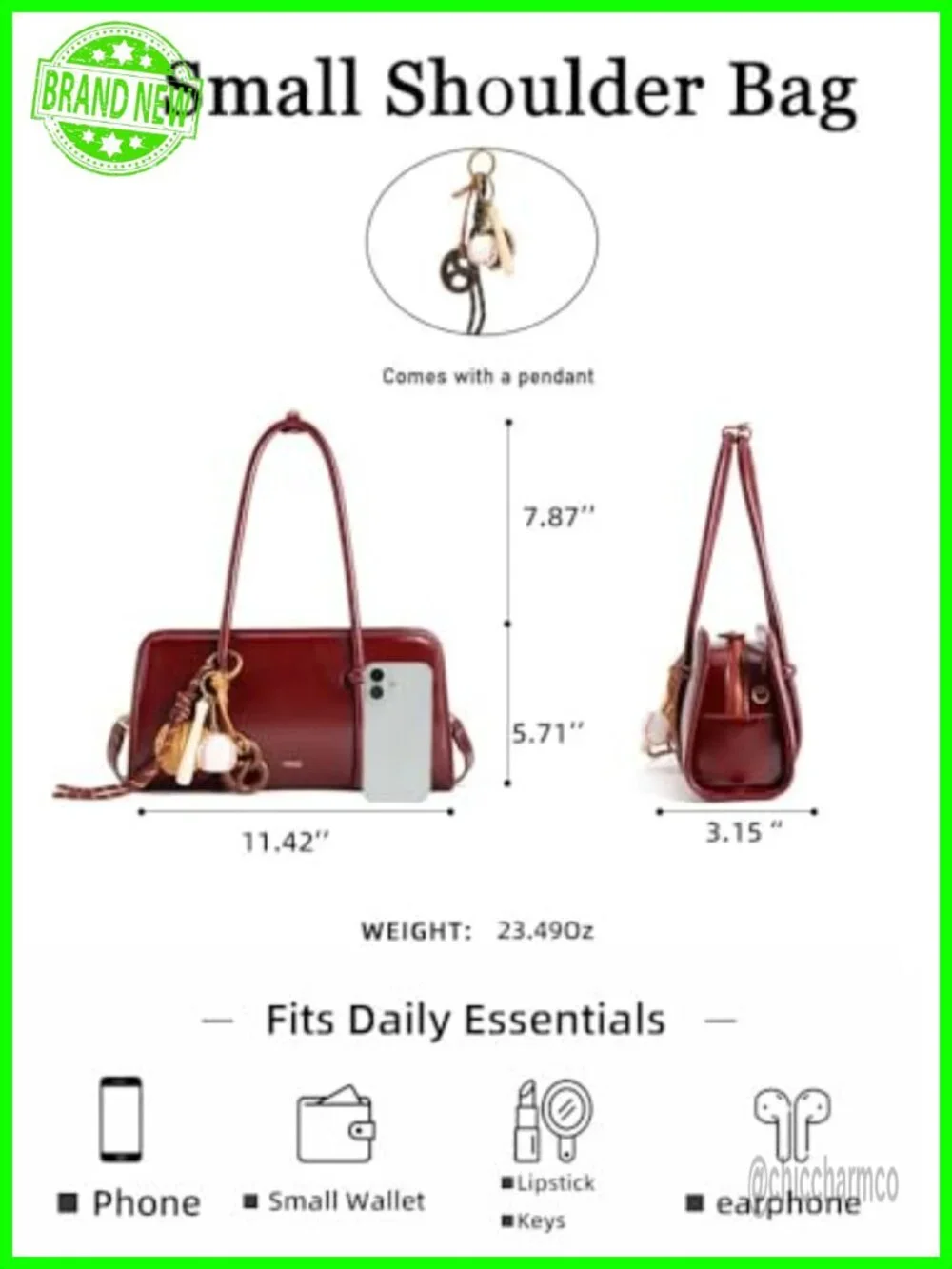 Women's Top Handle Satchel Bag with Adjustable Crossbody Strap Multi Pocket