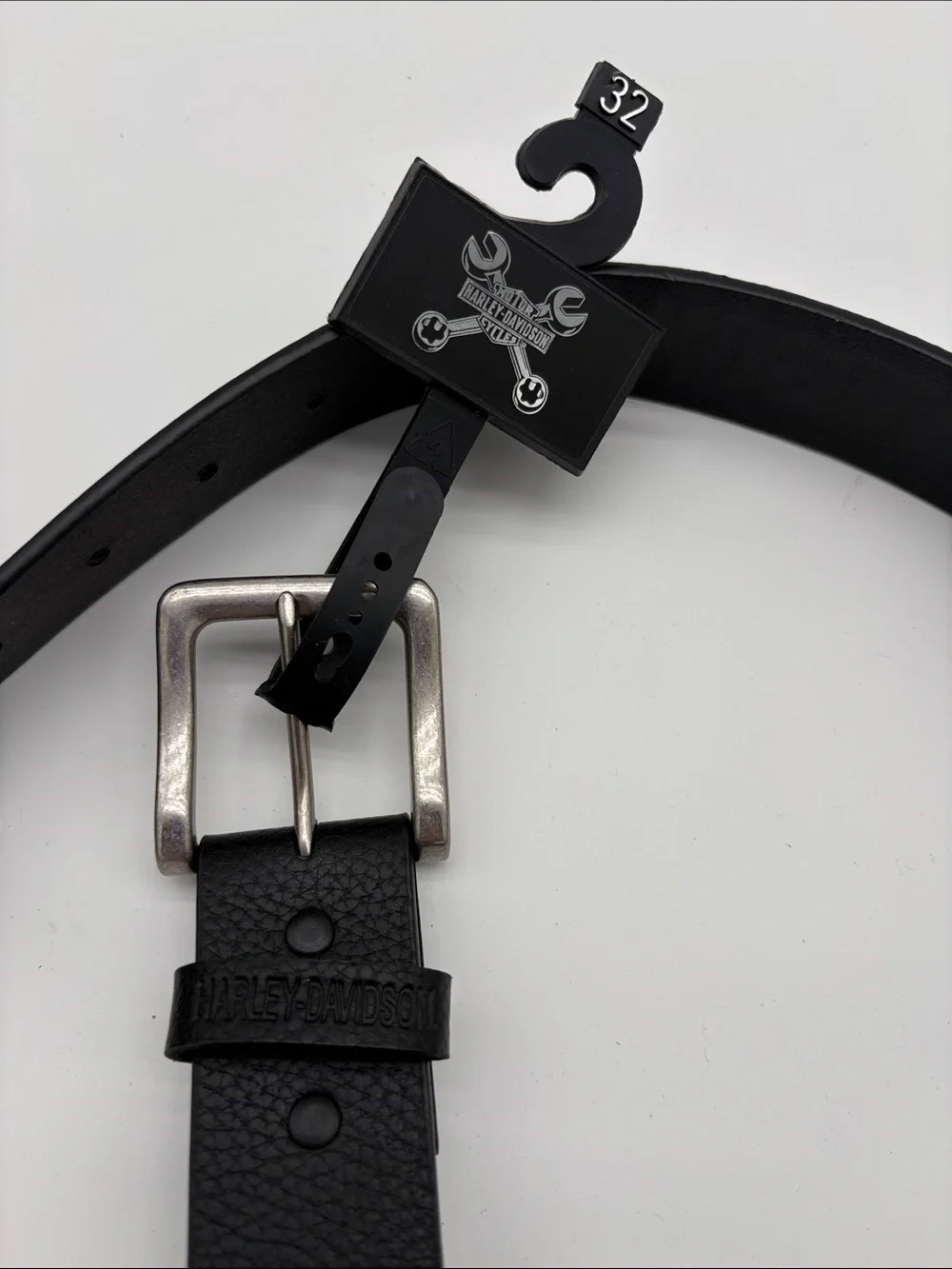 New Harley Davidson Ride The Line Black Buffalohide Spell Out Belt Men Size 32