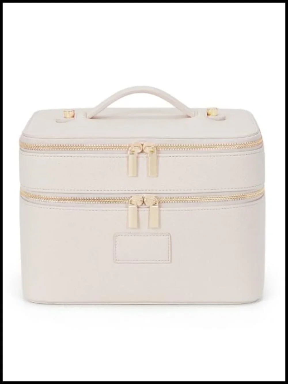 Leather Double Layer Travel Makeup Bag Waterproof Cosmetic Case Vanity Case