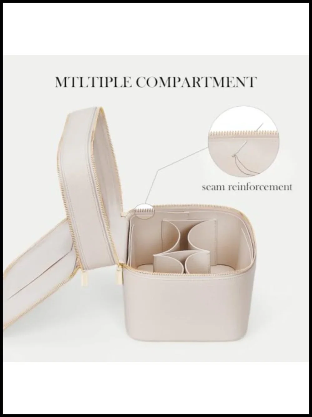 Leather Double Layer Travel Makeup Bag Waterproof Cosmetic Case Vanity Case