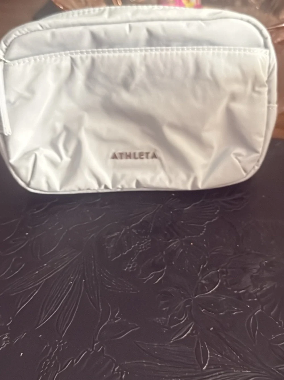 Athleta White Quilted Travel Cosmetic Case