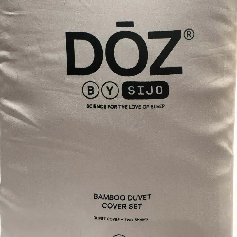 DOZ by Sijo Bamboo Duvet Cover & Sham Set King Cal King Gray 100% Bamboo New