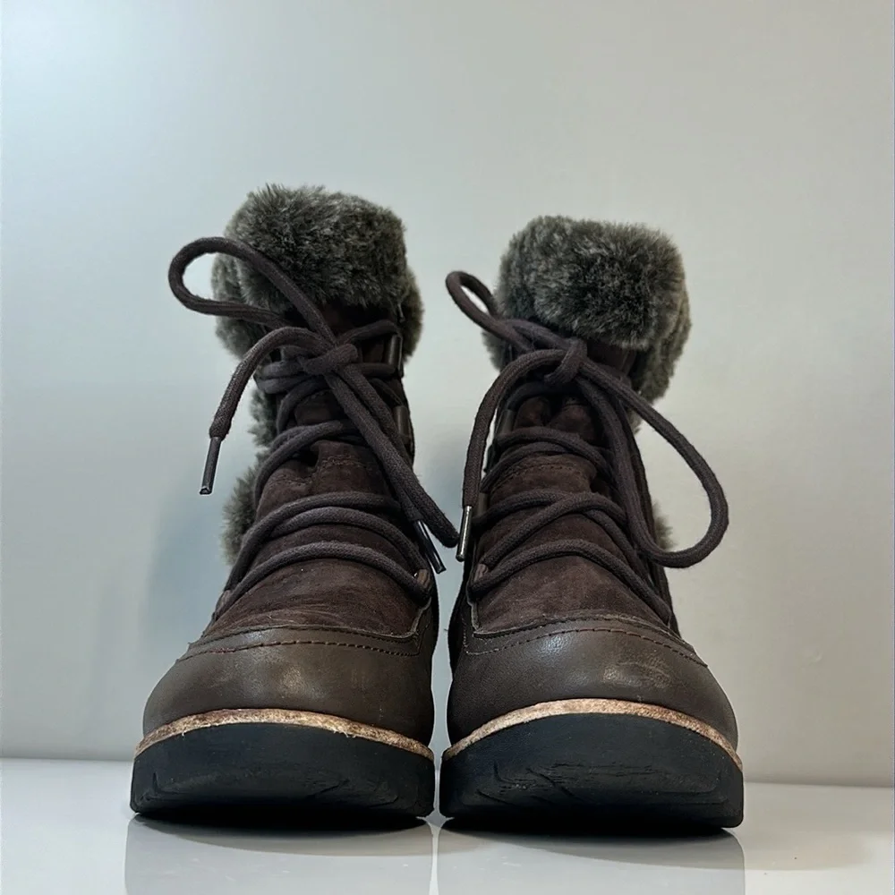 Earth‎ Waterproof Zurich Basel Brown Leather And Faux Fur Boots Size 8