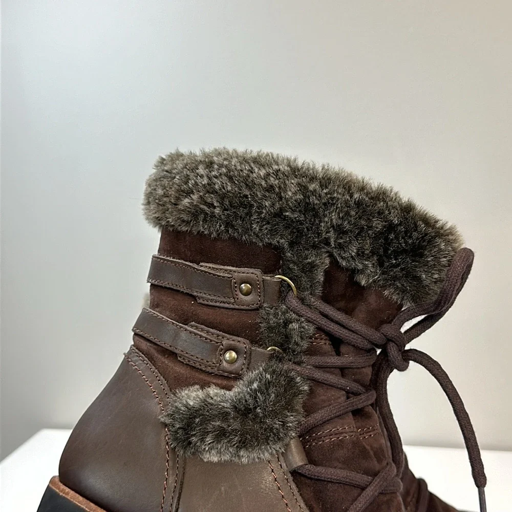 Earth‎ Waterproof Zurich Basel Brown Leather And Faux Fur Boots Size 8