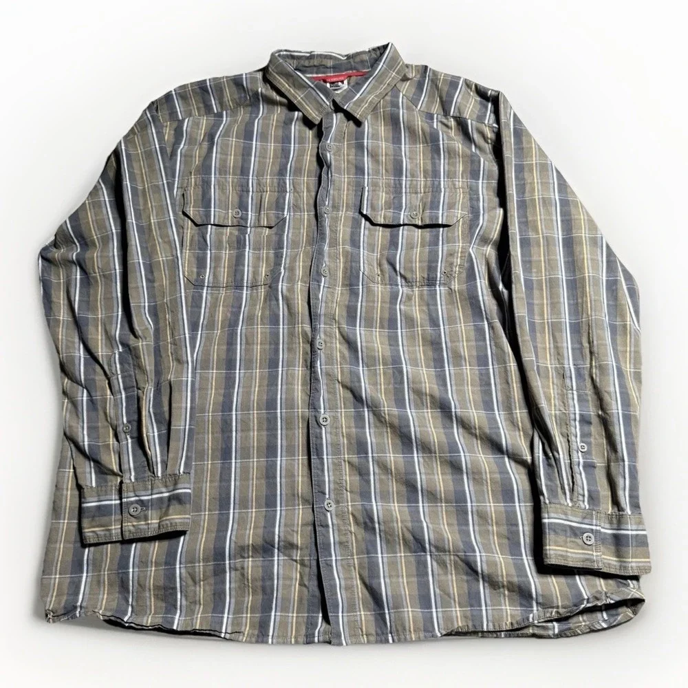 The North Face Men's XL Long Sleeve Multicolor‎ Green Gray Plaid Button Down