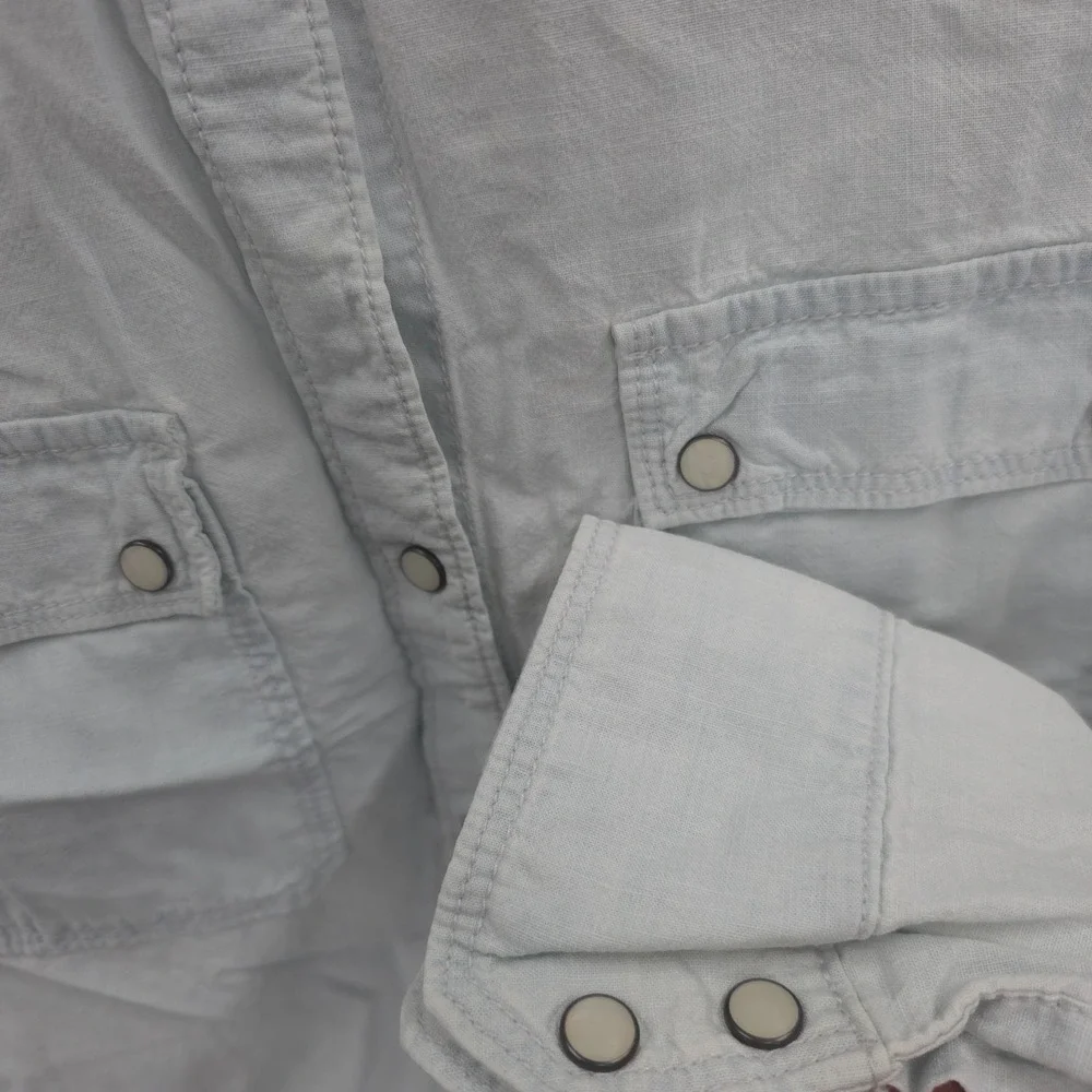 Banana Republic‎ Western Shirt Mens Large White Pearl Snap Cowboy Rodeo Rancher*