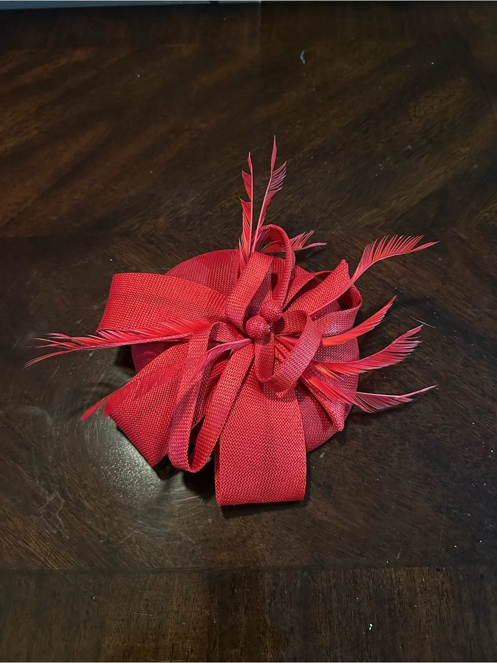 Red Feathered Floral Fascinator Hat - Women Accessories