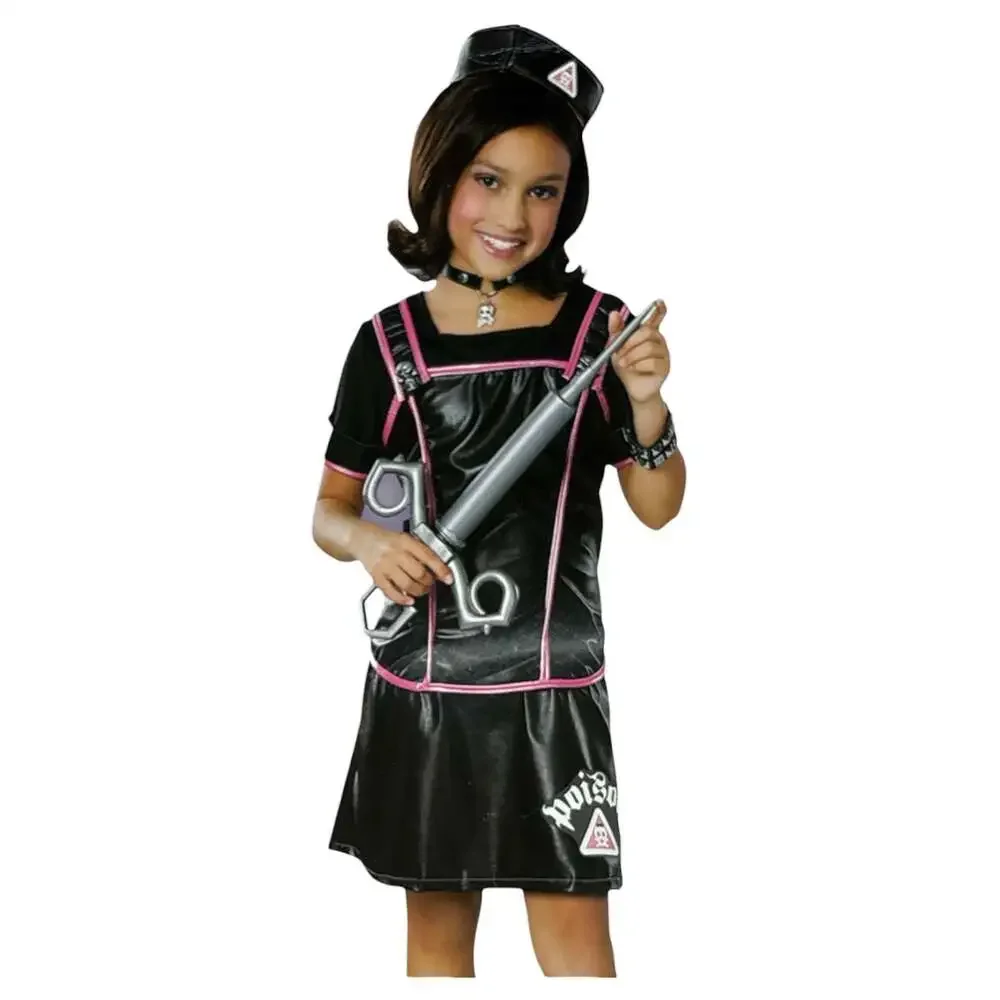 Rubie's Child Small 4-6 Nurse Halloween Costume Goth Punk Black Pink Dress Up