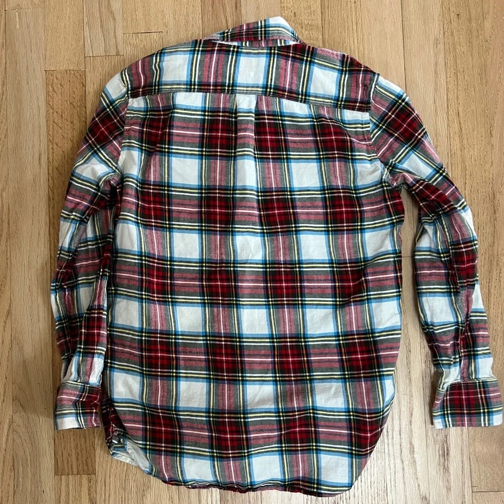 Gap Kids Boys Red‎ Cream Plaid Long Sleeve Button Down Shirt XL 12