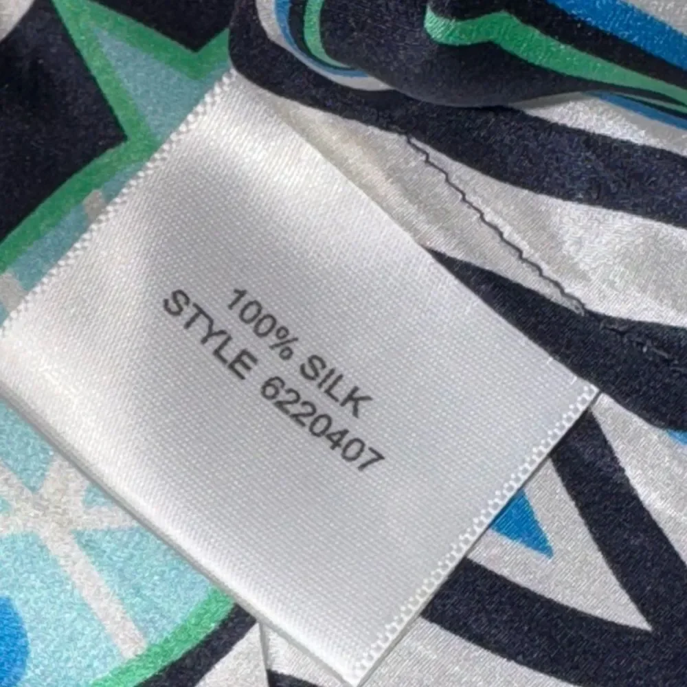 2000s TORY BURCH SILK Fish Print Blue/Turquoise embellished Kaftan Dress size 8