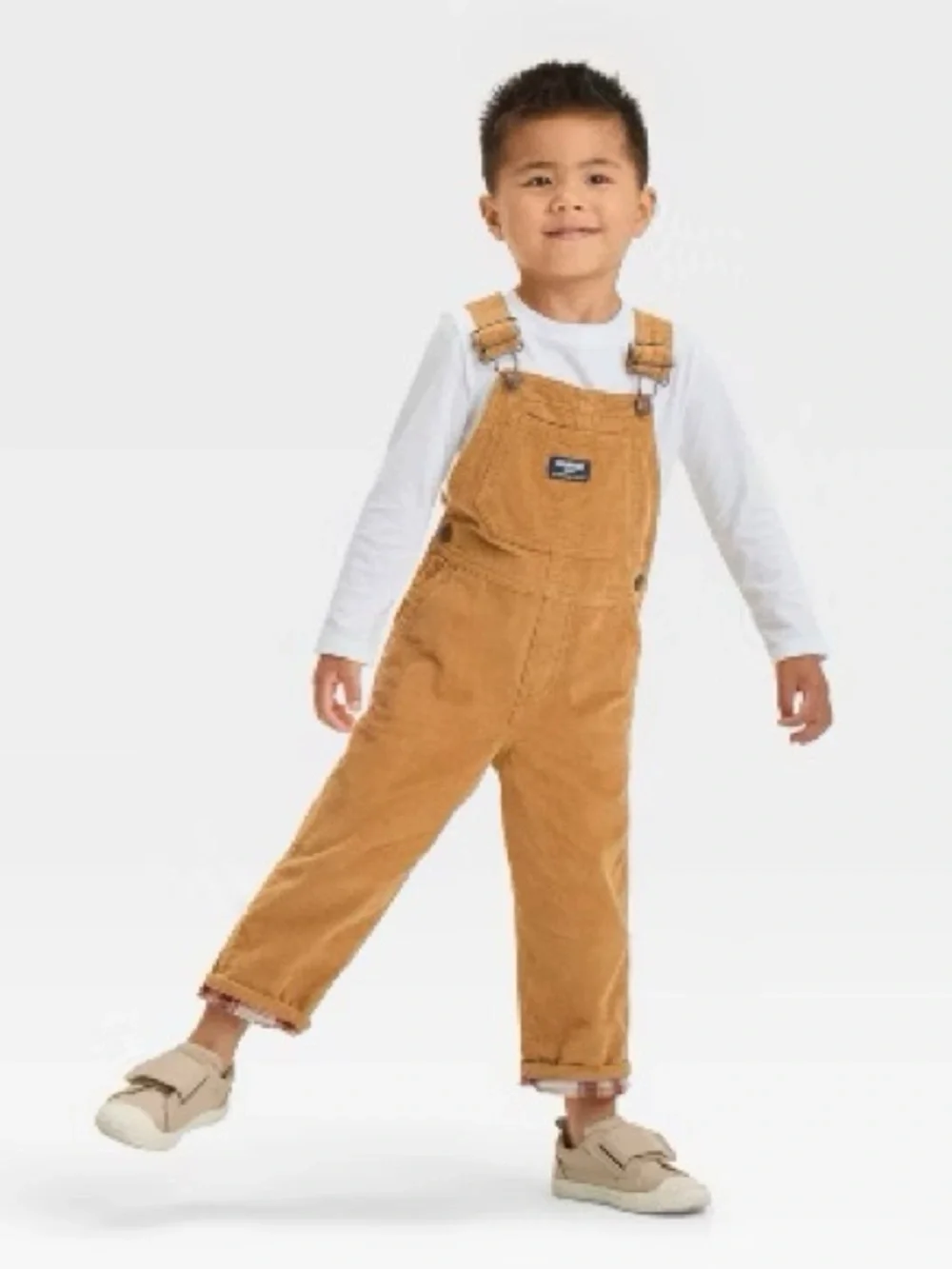 NWOT OshKosh B'gosh Toddler Boys' Plaid Trim Corduroy Overalls 18m