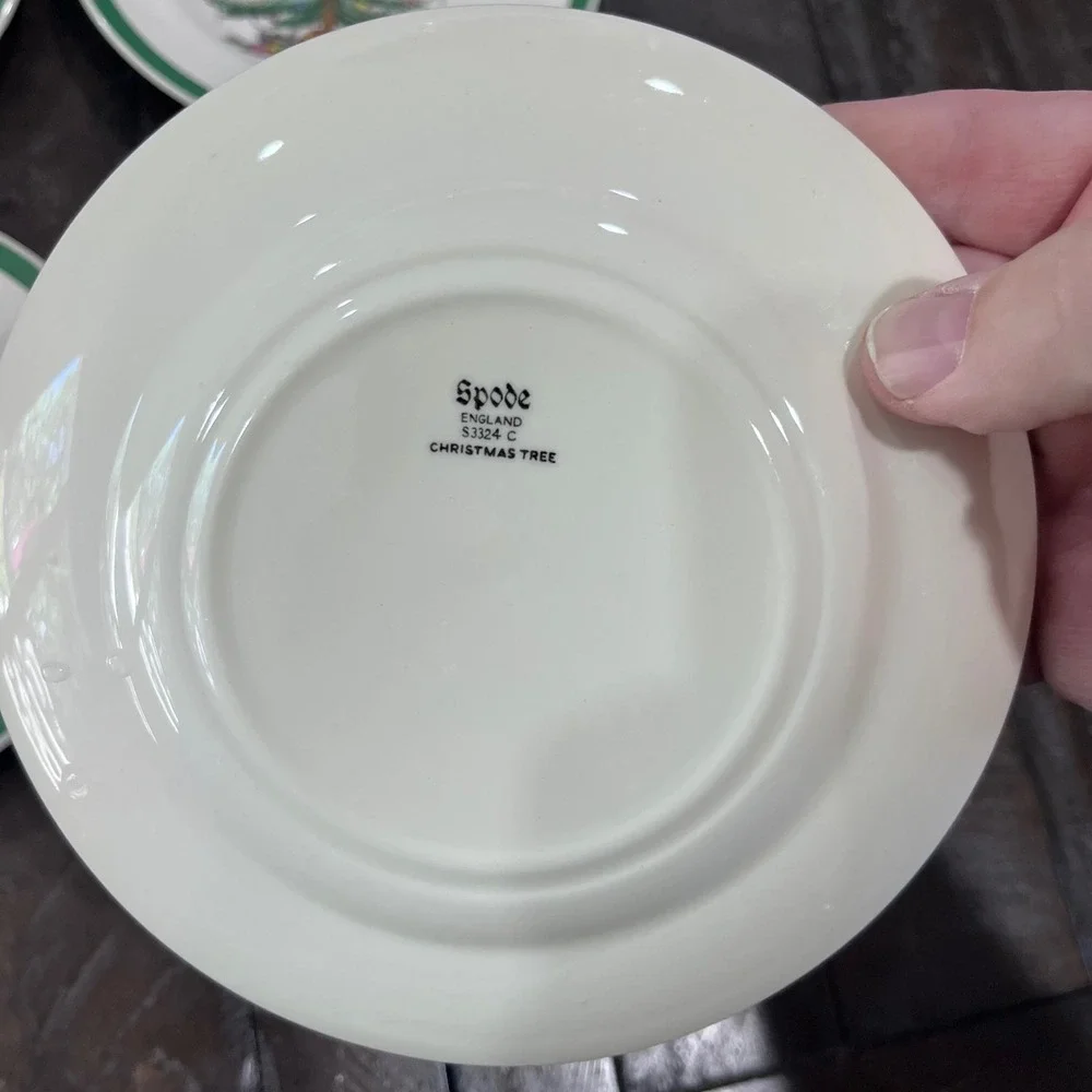 Spode Christmas Tree S3324 C Bread Dessert Plates Set of 4 Made in England 6.25