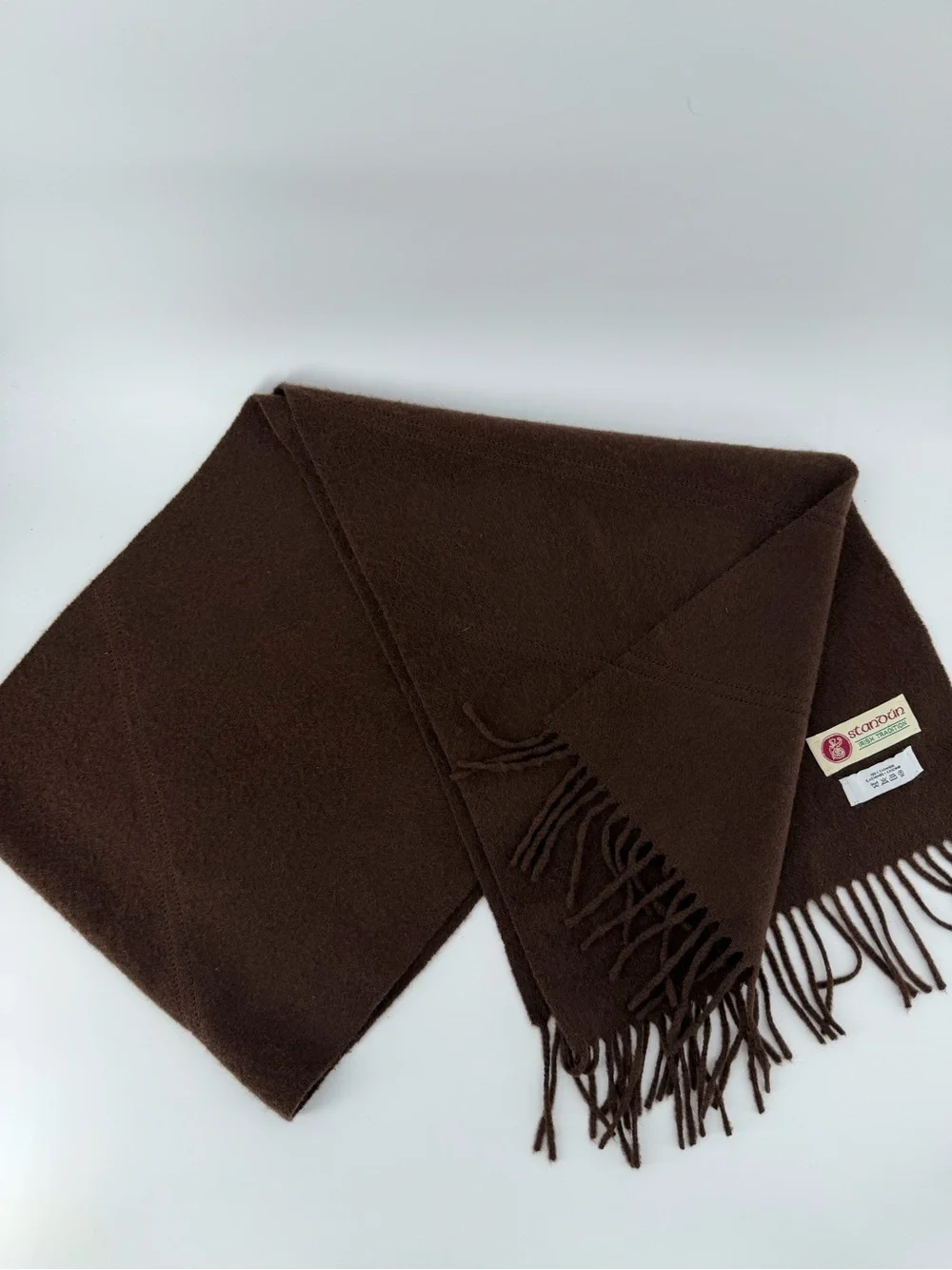 Standun Irish Tradition 100% Cashmere Scarf Brown Fringe Unisex Ireland 62