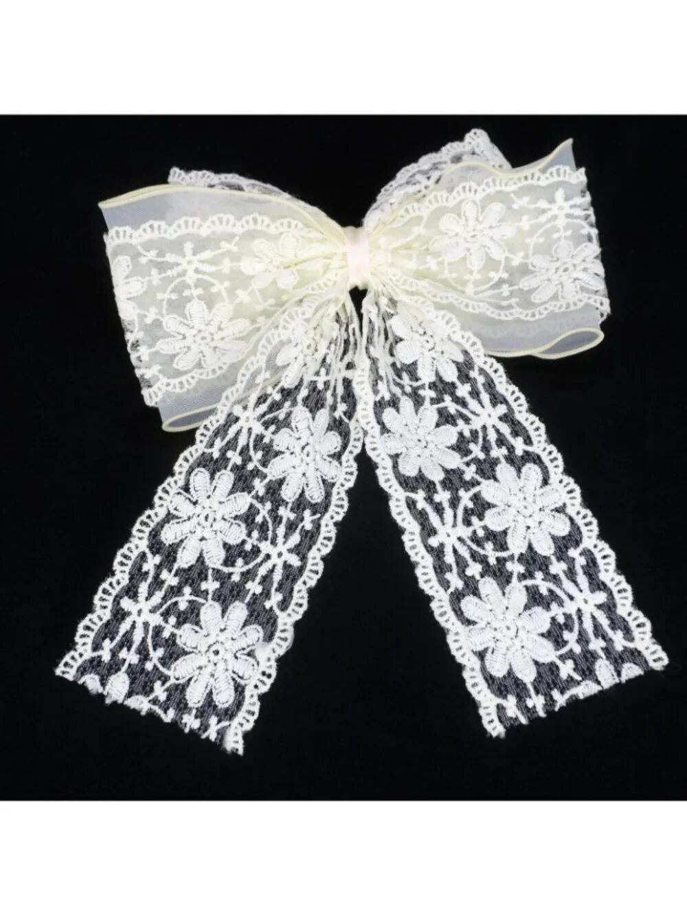 Ivory Lace Bow Hair Clip Elegant Bridal Hair Accessory Coquette Dollette