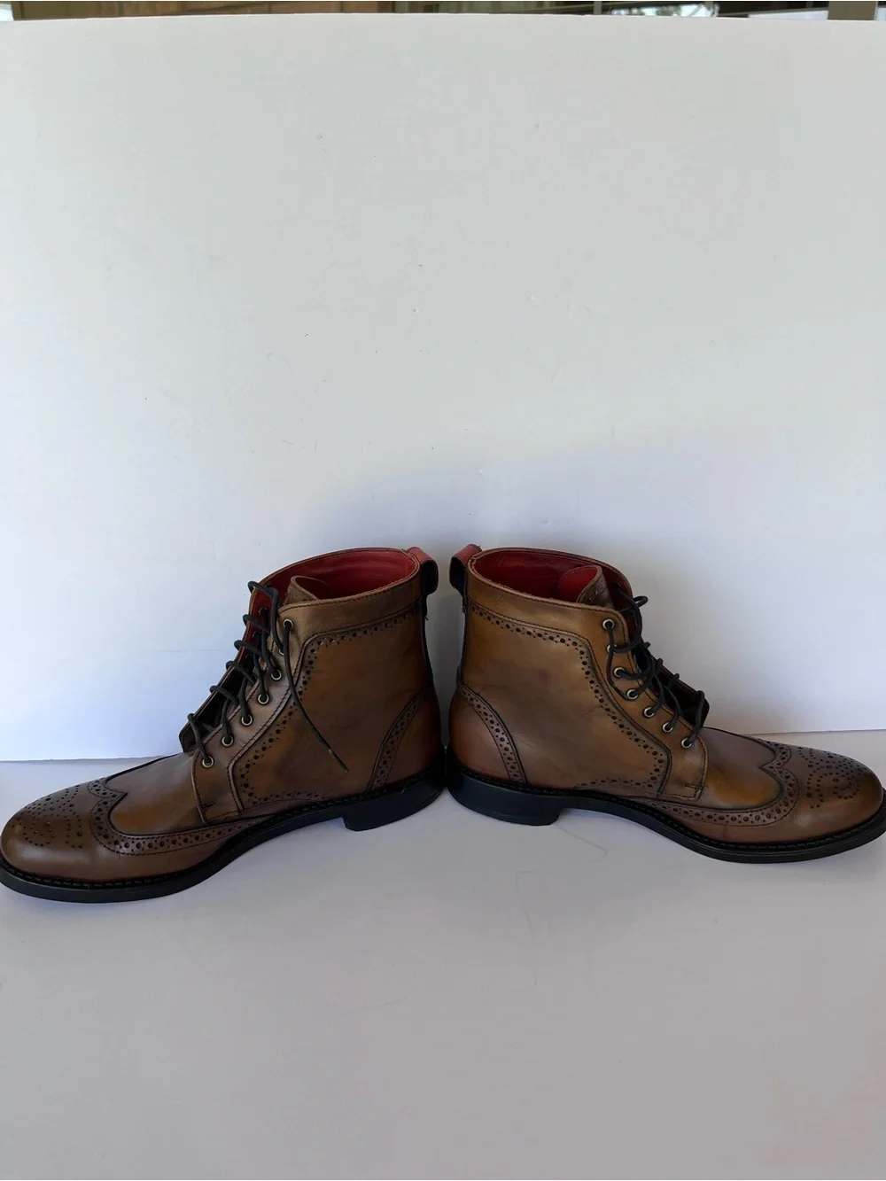 Allen Edmonds Dalton Wing Tip Leather Boots Bourbon