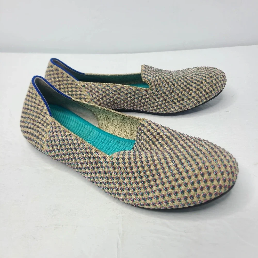 Rothy's Youth The Round‎ Flats Sz 3 Multi Metallic Limited Edition