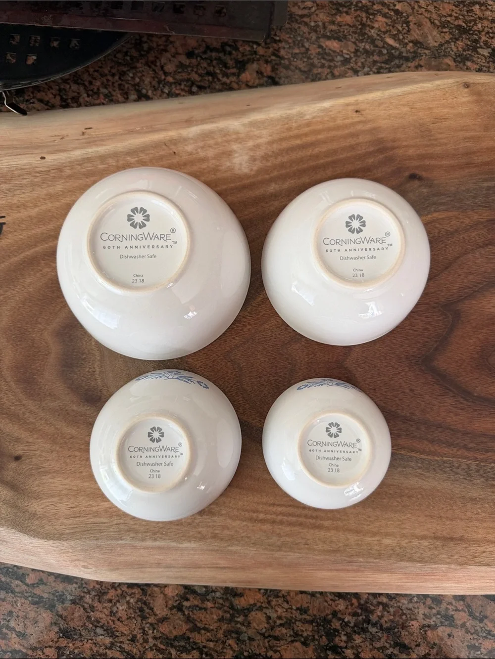 CorningWare Blue Cornflower Measuring Cup Bowl 4pc Set 60th Anniversary
